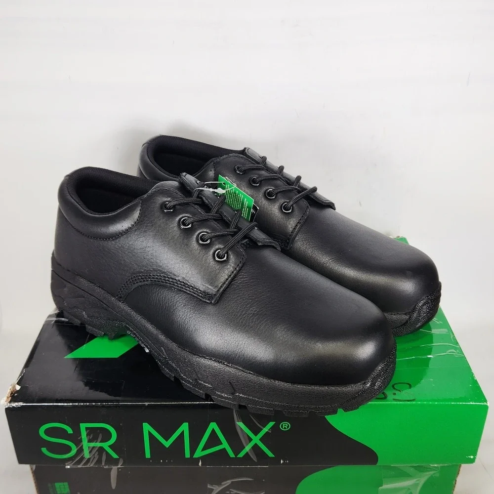SR Max Burke Work Oxford Men Size 12 WIDE Black Composite Safety Toe Slip Resist